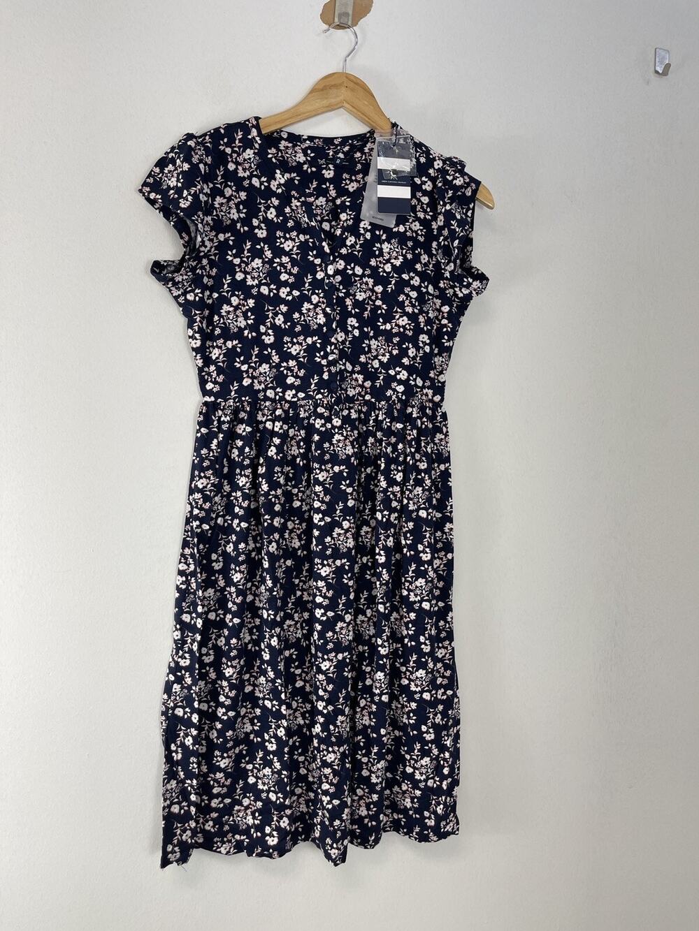 Crew Clothing Dress Womens 4 A Line Floral Swing Blue Short Sleeve Viscose n310